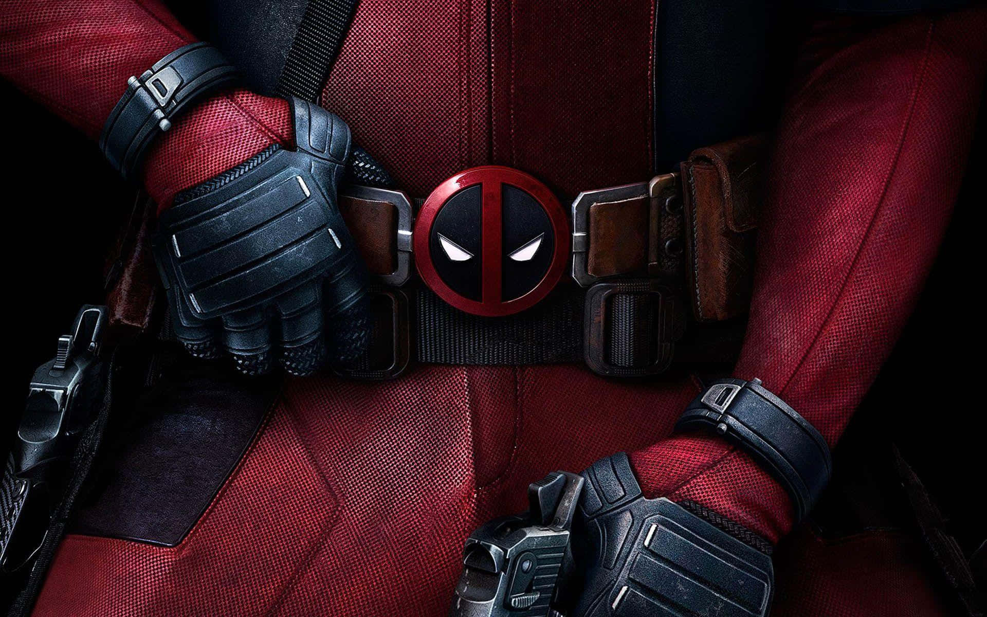 Deadpool 2, red and black suit, iconic belt buckle, Full HD Desktop Wallpaper