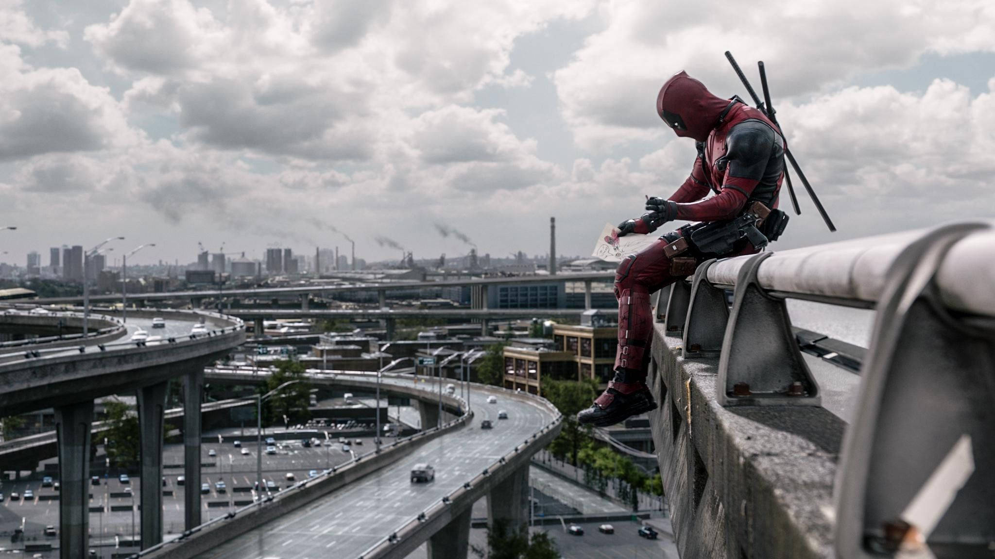 Deadpool, highway overpass, urban freeway, Full HD Desktop Wallpaper