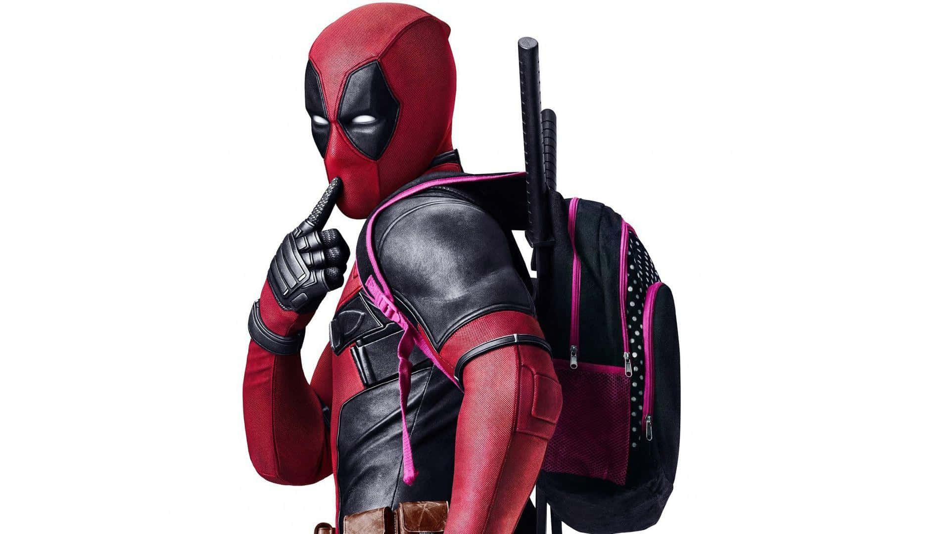 Deadpool 2, red and black suit, pink accents, Full HD Desktop Wallpaper