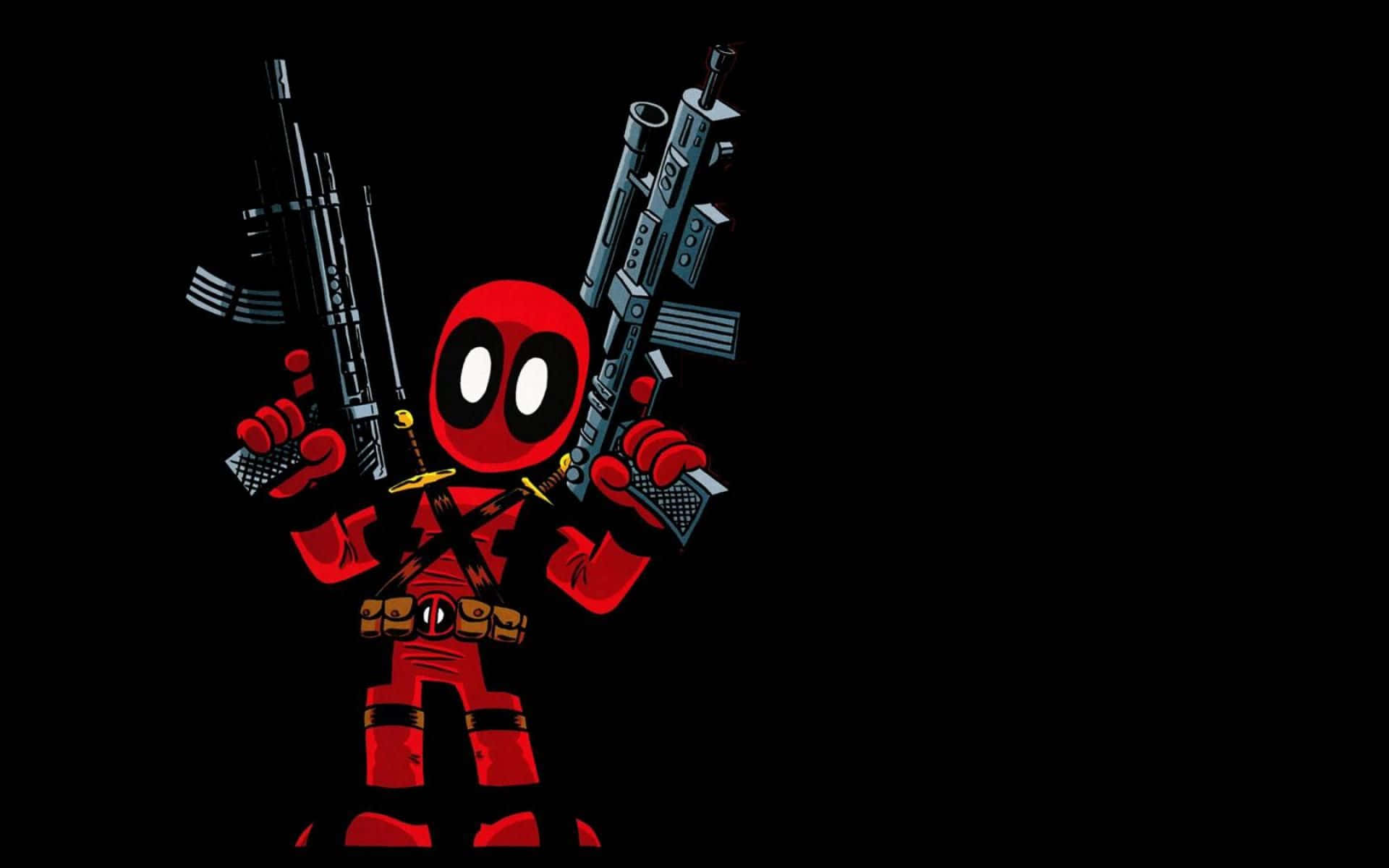 Deadpool, red suit, black background, Full HD Desktop Wallpaper