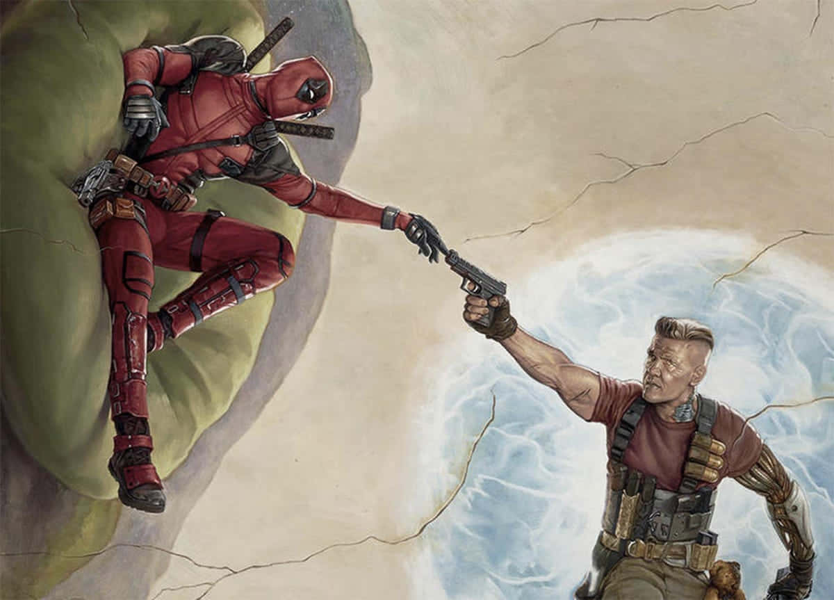 Deadpool, Cable, red suit, SD Desktop Wallpaper