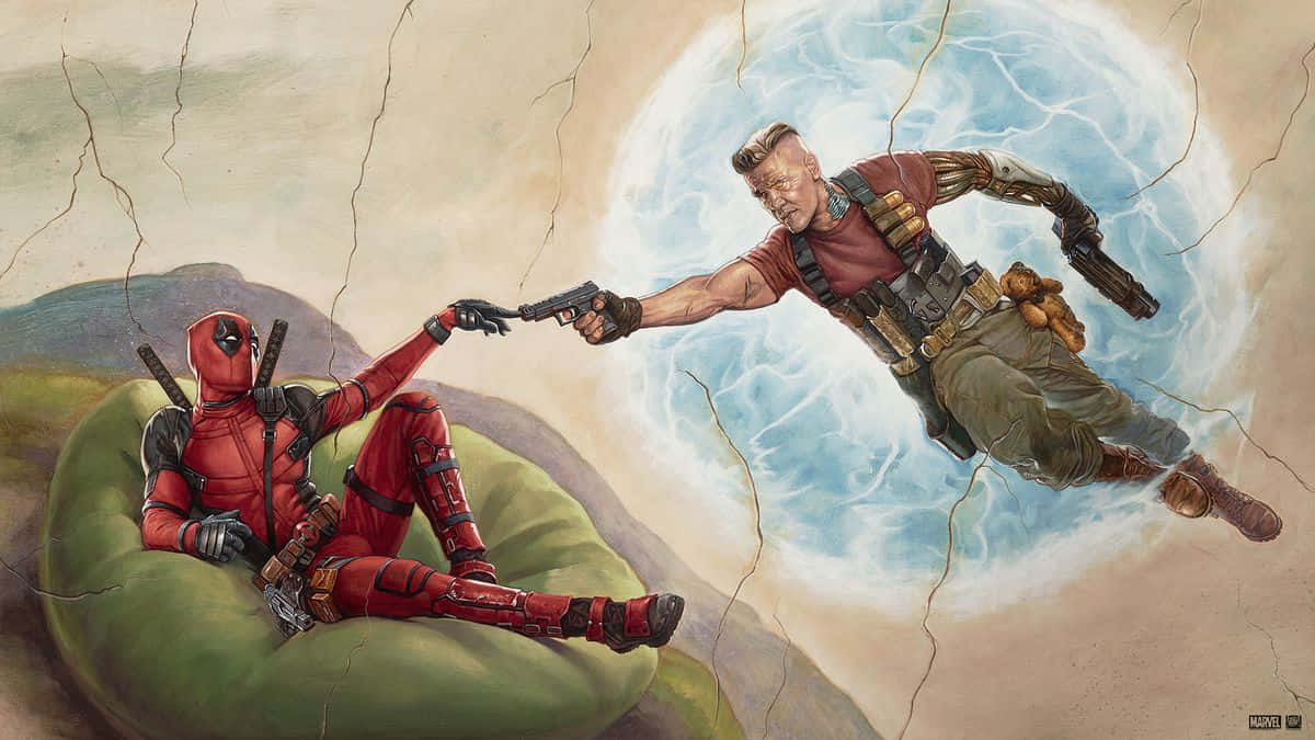 Deadpool, Cable, beanbag, SD Desktop Wallpaper