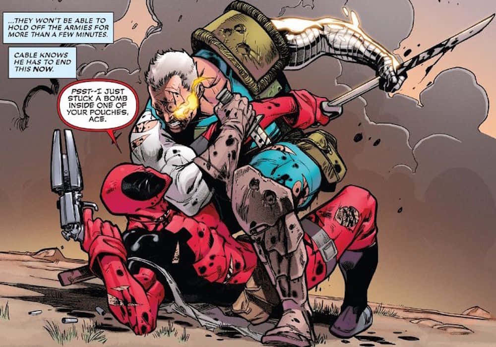 Deadpool, Cable, gritty comic book brawl, SD Desktop Wallpaper