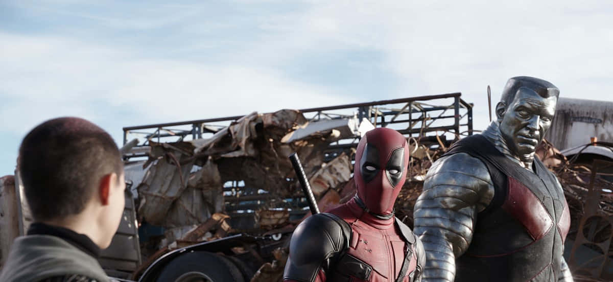 Deadpool, Colossus, junkyard, SD Desktop Wallpaper