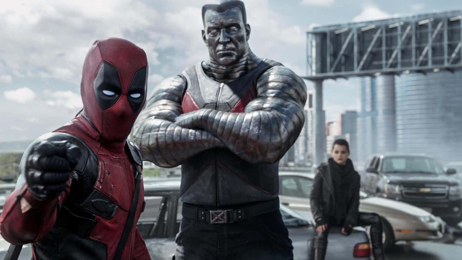 Deadpool, Colossus, urban street, HD Desktop Wallpaper