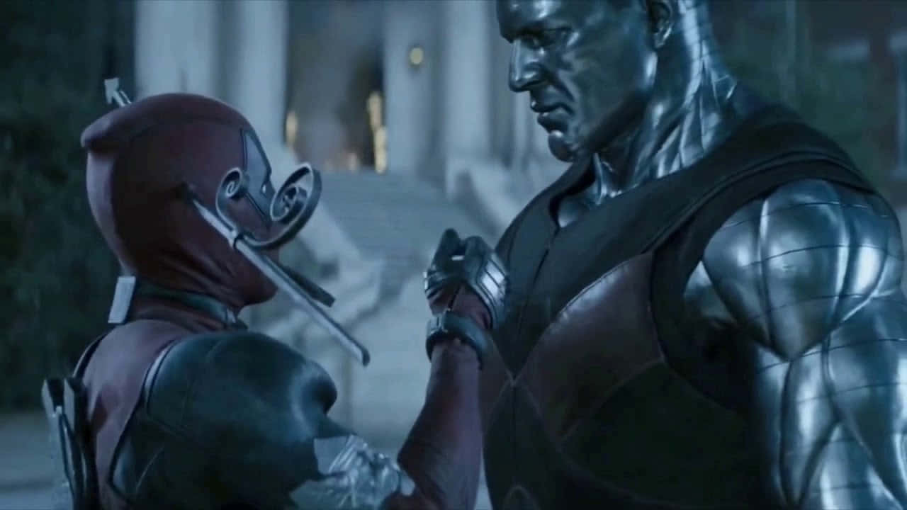 Deadpool, Colossus, red suit, HD Desktop Wallpaper