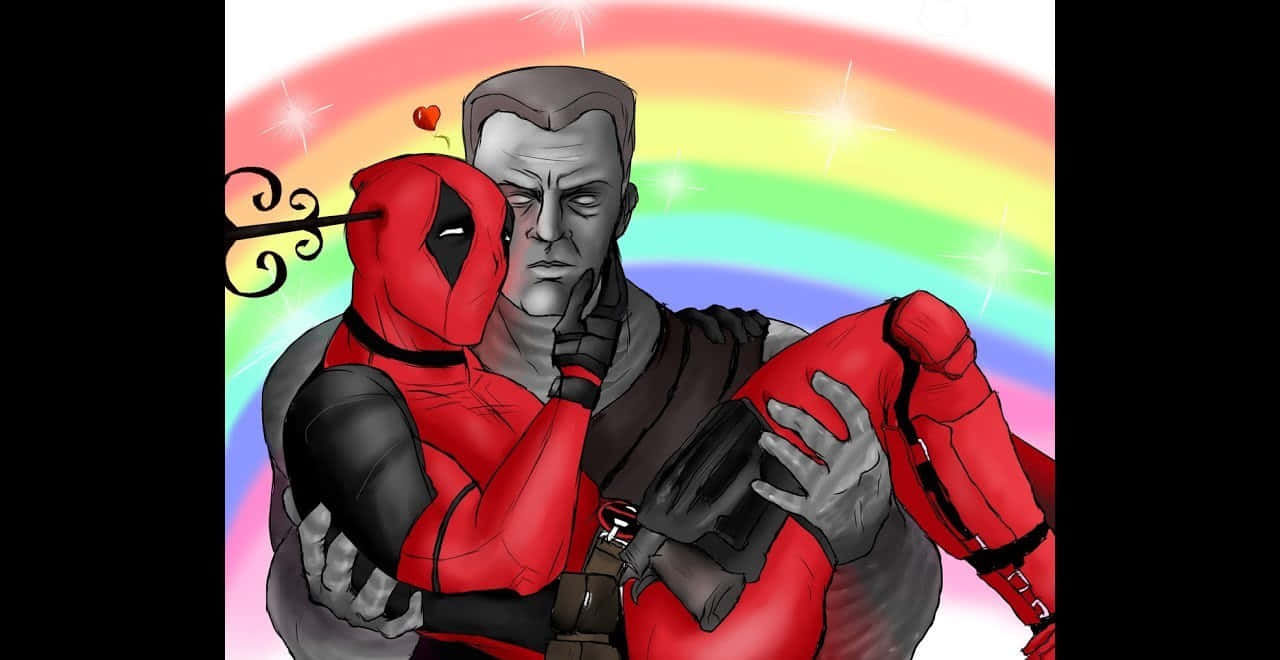 Deadpool, Colossus, sparkling rainbow, HD Desktop Wallpaper