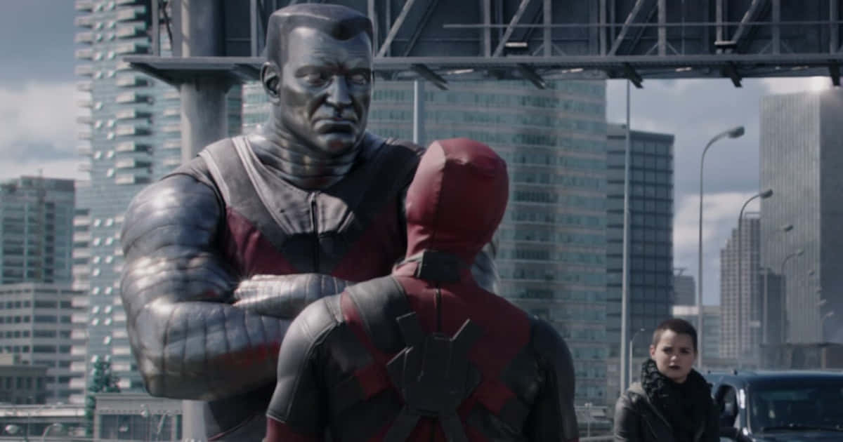 Deadpool, Colossus, cityscape, SD Desktop Wallpaper