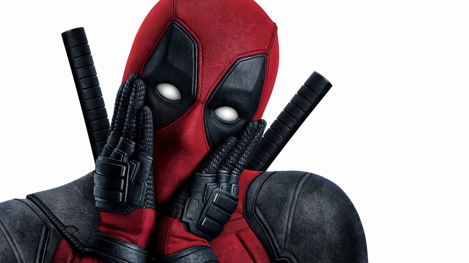 Deadpool, red and black suit, katanas, Full HD Desktop Wallpaper