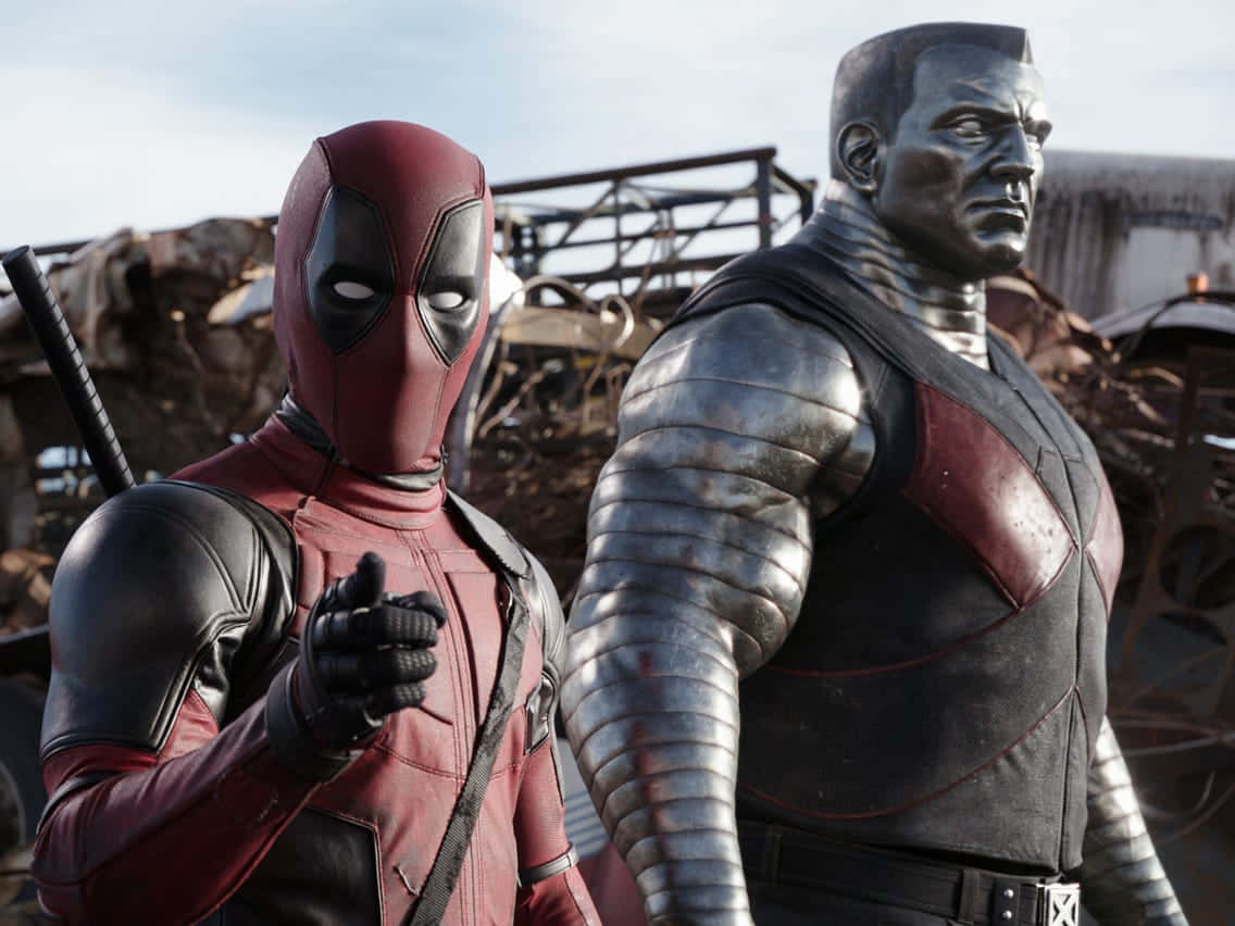 Deadpool, Colossus, red and black suit, SD Desktop Wallpaper
