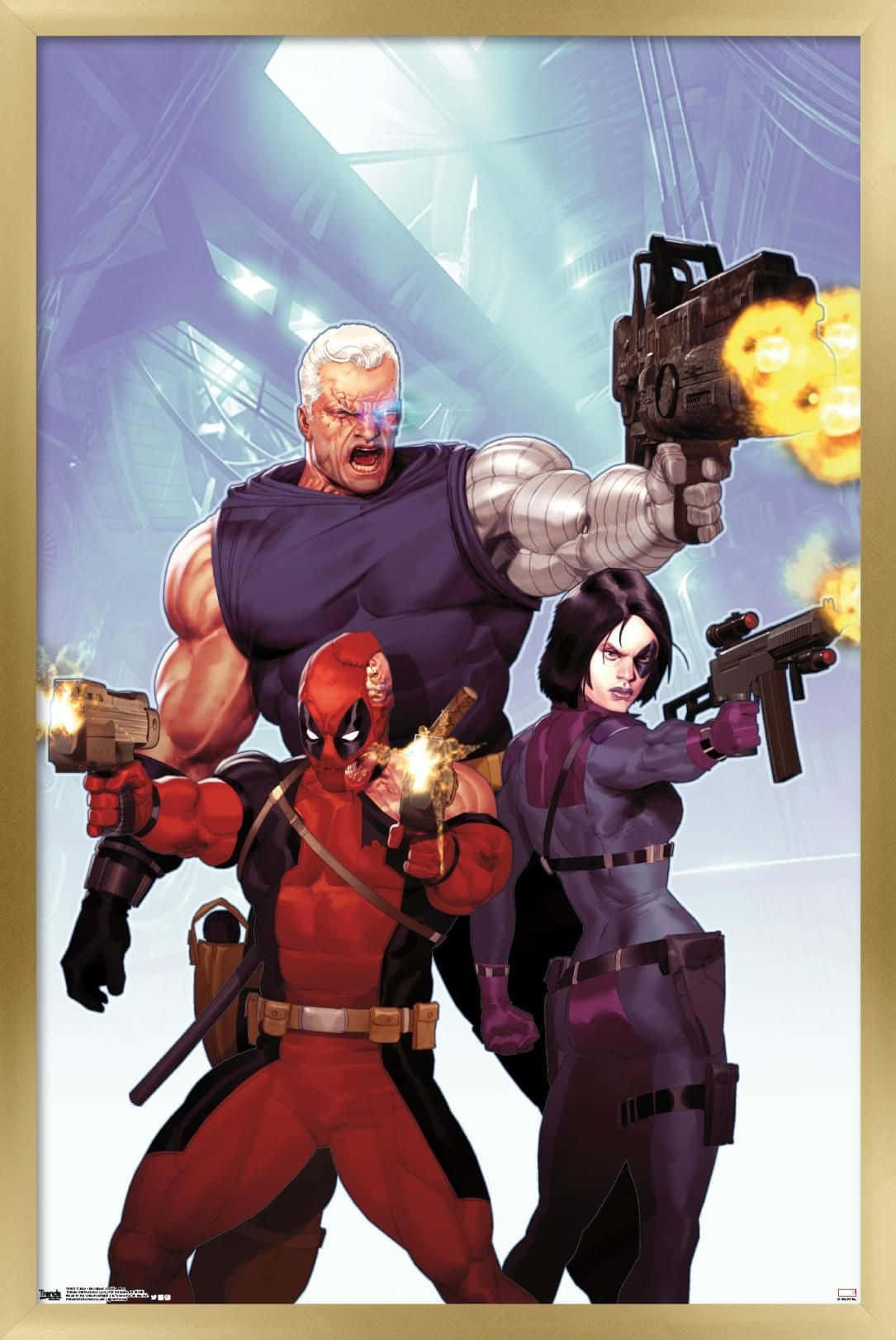 Deadpool And Domino, futuristic blue and white backdrop, comic book heroes, HD Phone Wallpaper