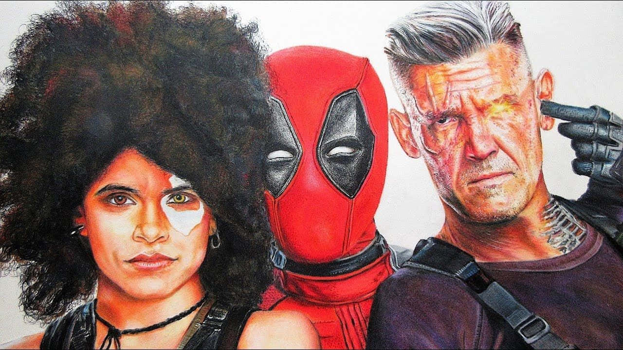 Deadpool, Domino, red suit, HD Desktop Wallpaper