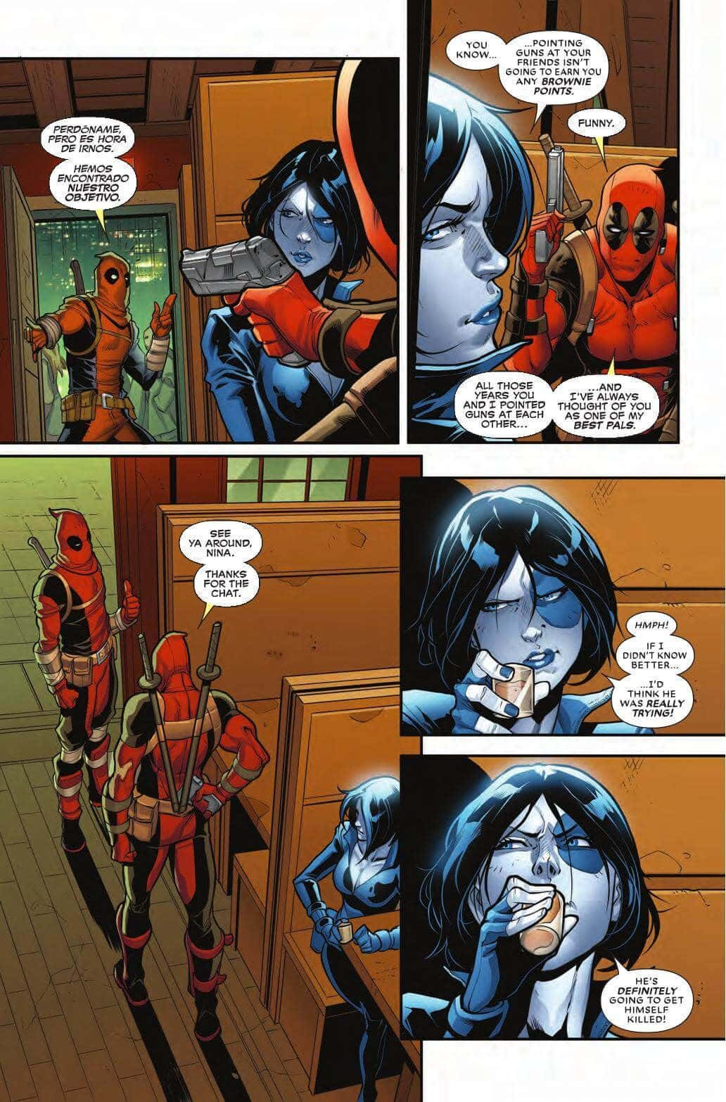 Deadpool, Domino, blue-skinned woman, HD Phone Wallpaper