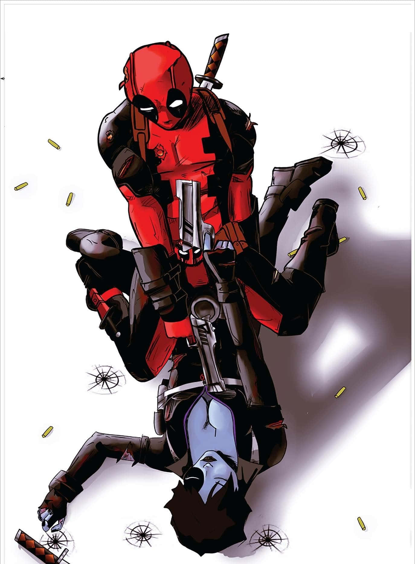Deadpool, Domino, red and black suit, HD Phone Wallpaper