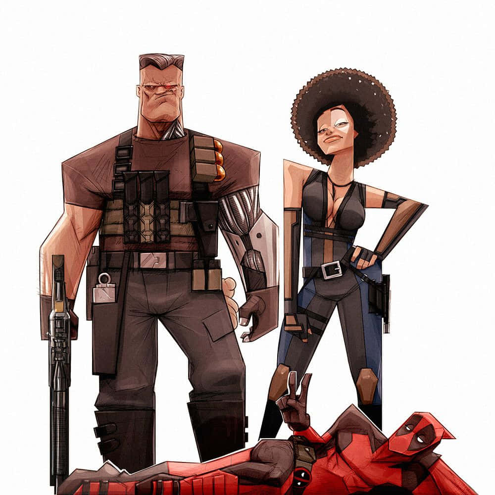Deadpool, Domino, red-suited figure, SD Desktop Wallpaper