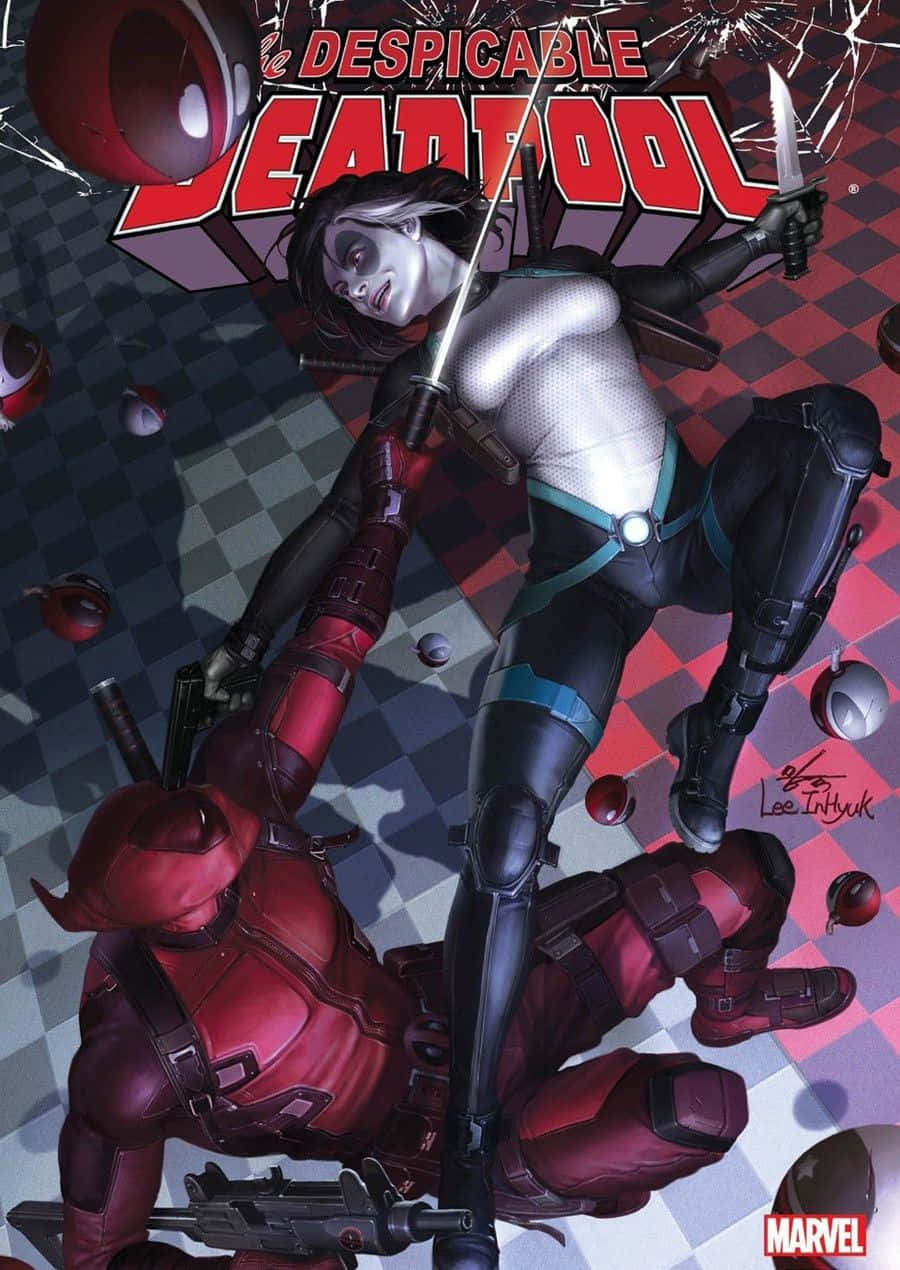 Deadpool, Domino, red suit, SD Phone Wallpaper