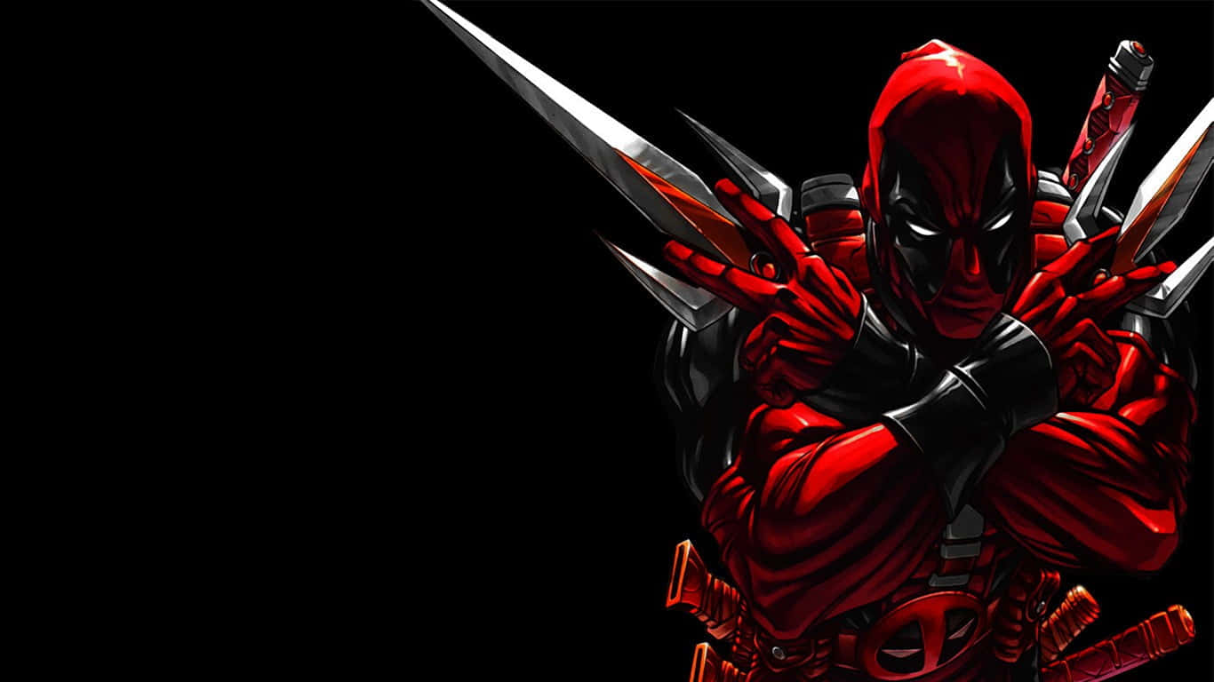 Deadpool, red and black suit, silver blades, HD Desktop Wallpaper