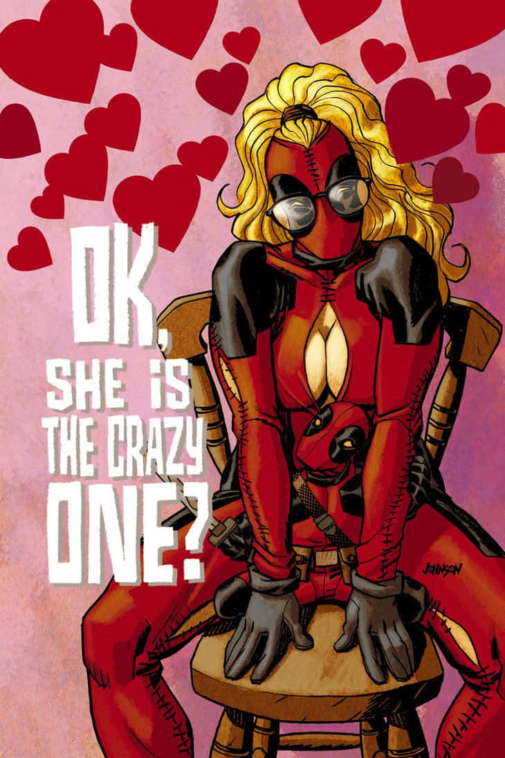 Lady Deadpool, blonde hair, red suit, SD Phone Wallpaper
