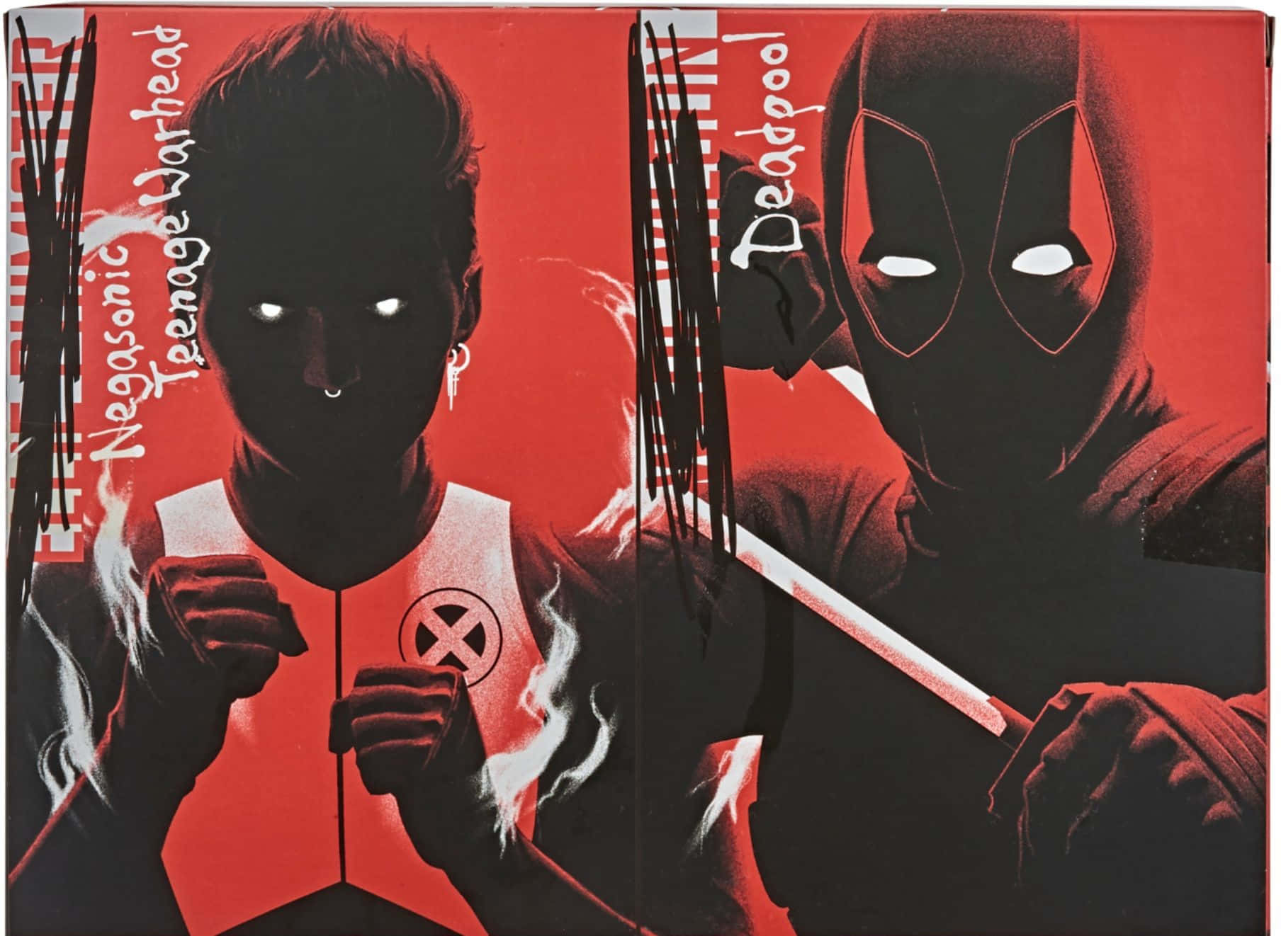 Deadpool, Negasonic Teenage Warhead, bold red background, HD Desktop Wallpaper