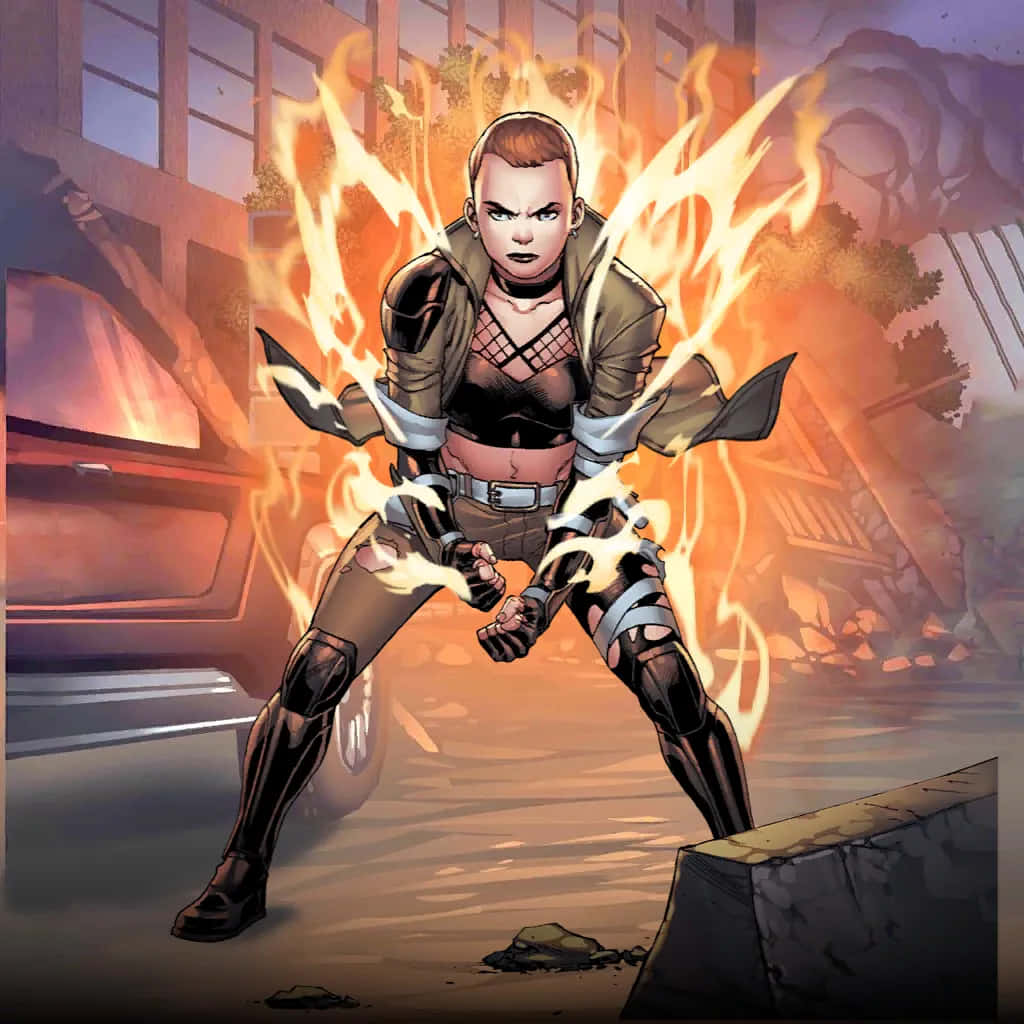 Negasonic Teenage Warhead, fierce female superhero, fiery energy, SD Desktop Wallpaper