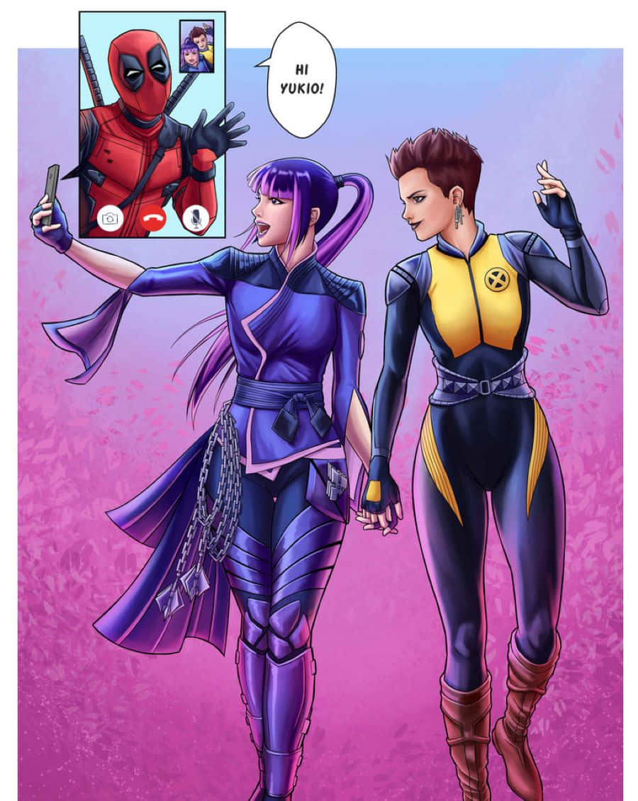 Negasonic Teenage Warhead, Deadpool, pink textured background, SD Phone Wallpaper
