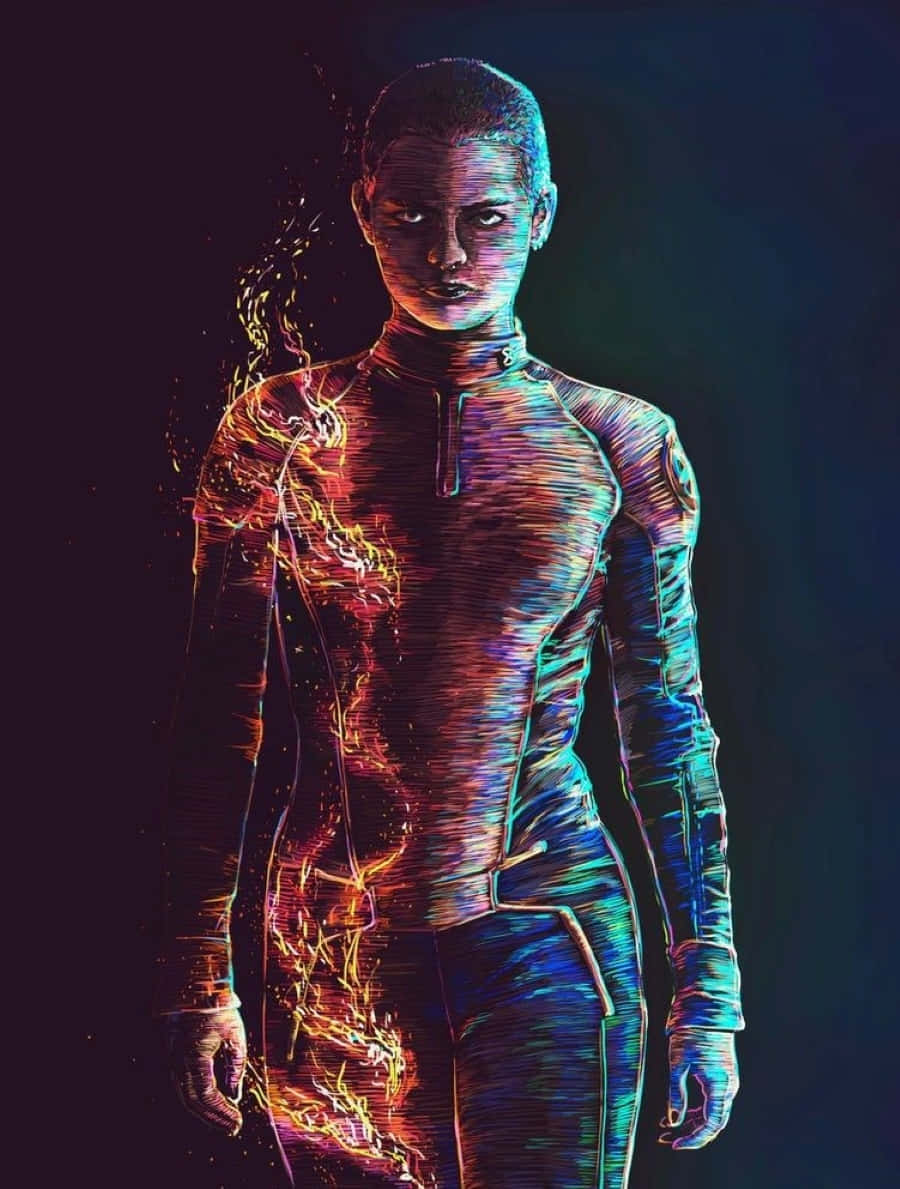 Negasonic Teenage Warhead, sleek suit, electric energy, SD Phone Wallpaper