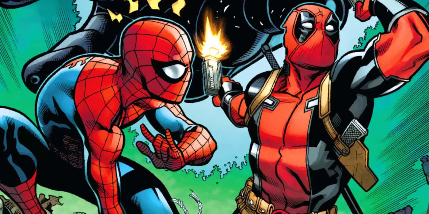 Deadpool, Spiderman, comic book style, HD Desktop Wallpaper