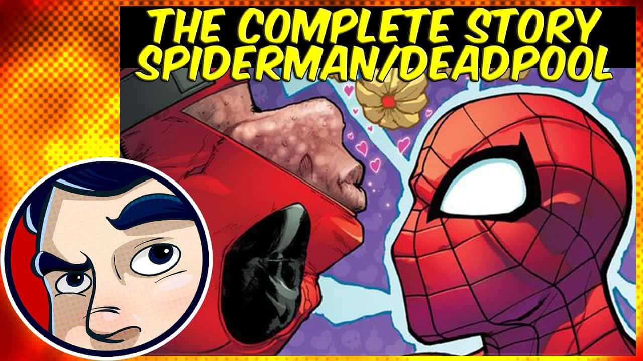 Deadpool, Spiderman, comical kiss, HD Desktop Wallpaper