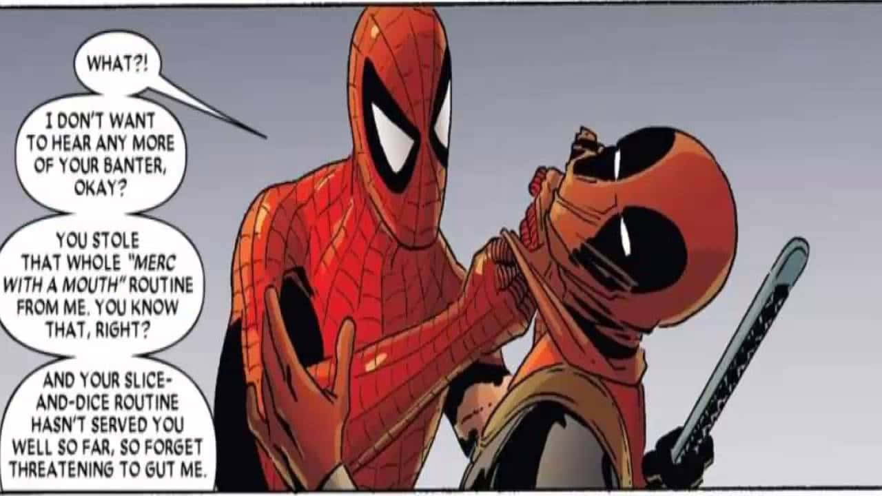 Deadpool, Spiderman, comic panel, HD Desktop Wallpaper
