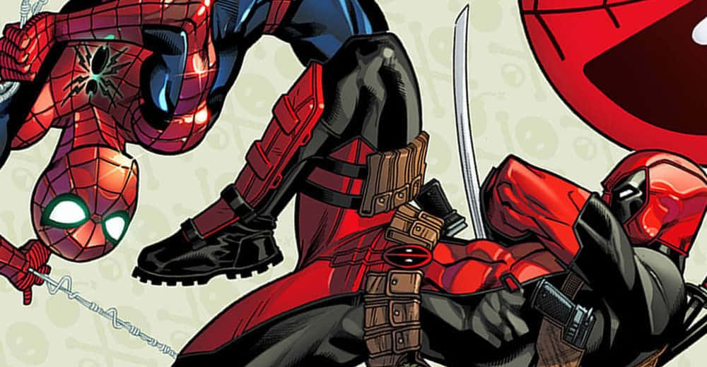 Deadpool, Spiderman, sword, SD Desktop Wallpaper