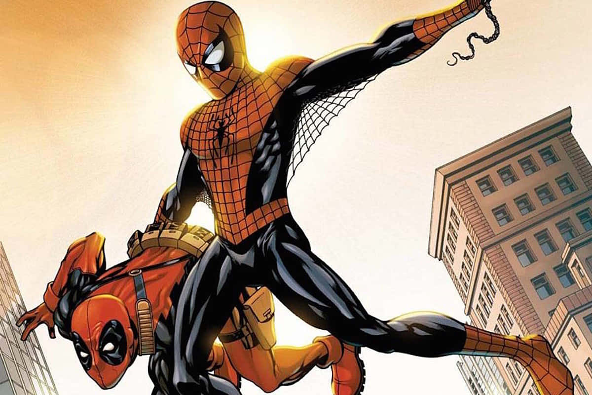 Deadpool, Spiderman, cityscape, SD Desktop Wallpaper