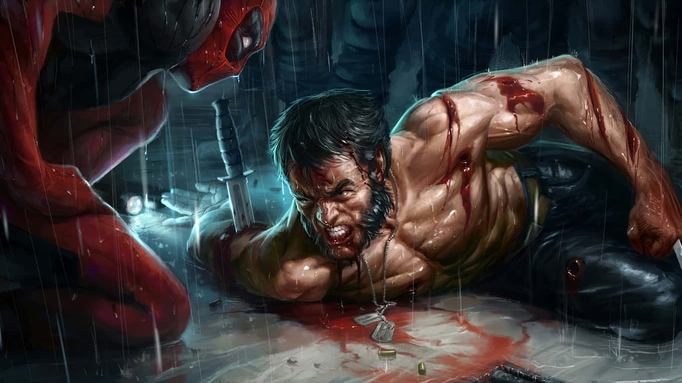 Deadpool, Wolverine, red-suited figure, HD Desktop Wallpaper