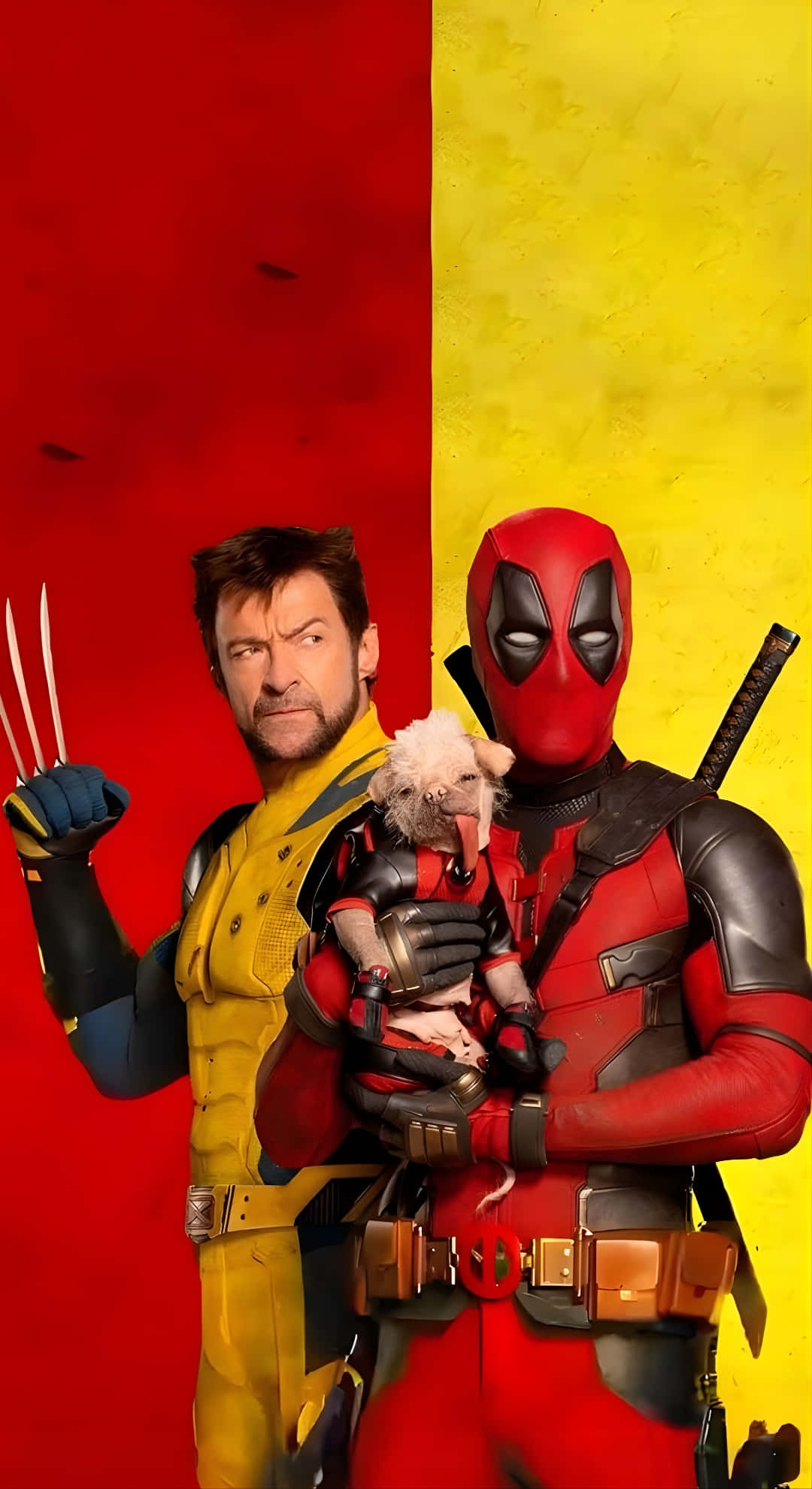 Deadpool, Wolverine, yellow suit, Full HD Phone Wallpaper