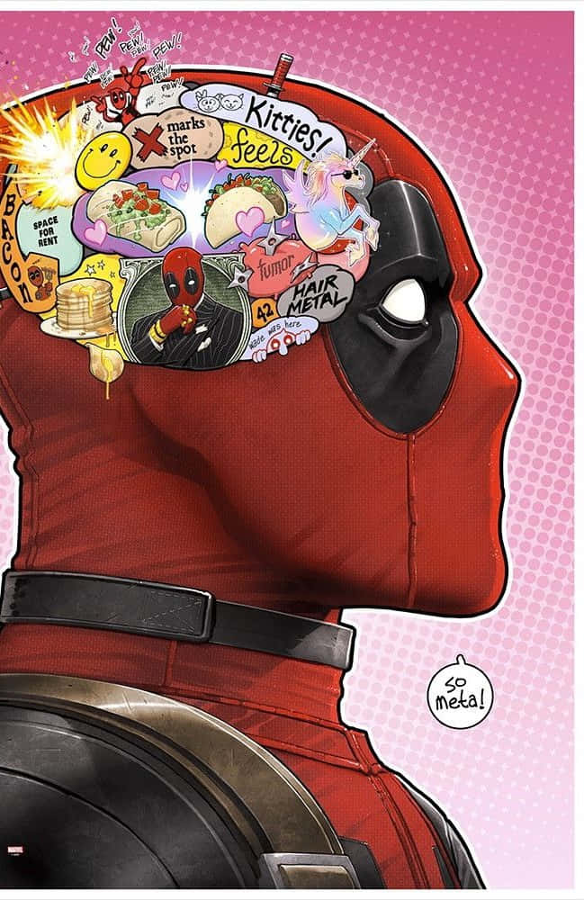 Deadpool, pop culture stickers, pink halftone background, SD Phone Wallpaper