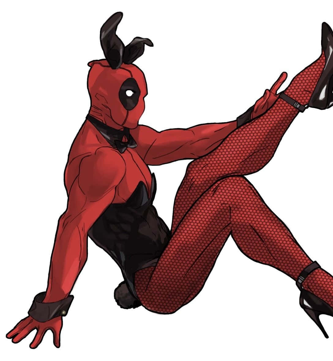 Deadpool, red and black bunny costume, high heels, SD Phone Wallpaper