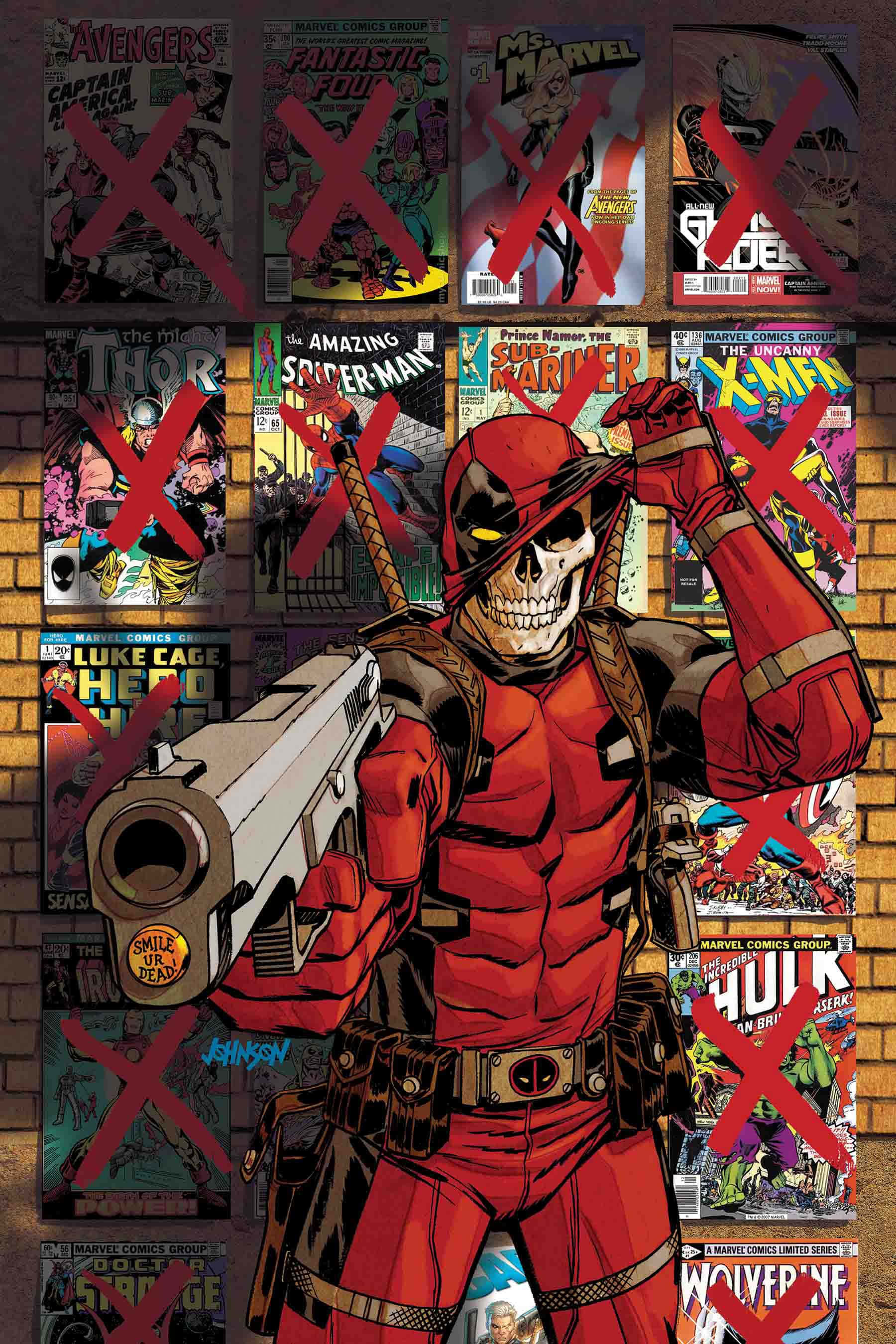 Deadpool, red suit, gun, 2K Phone Wallpaper