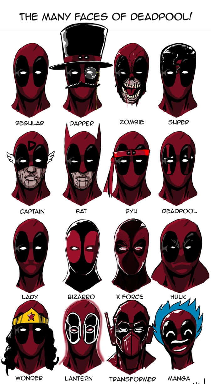 Deadpool, comic-style illustration, masked faces, SD Phone Wallpaper