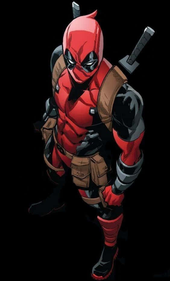 Deadpool, comic book style, swords on his back, SD Phone Wallpaper