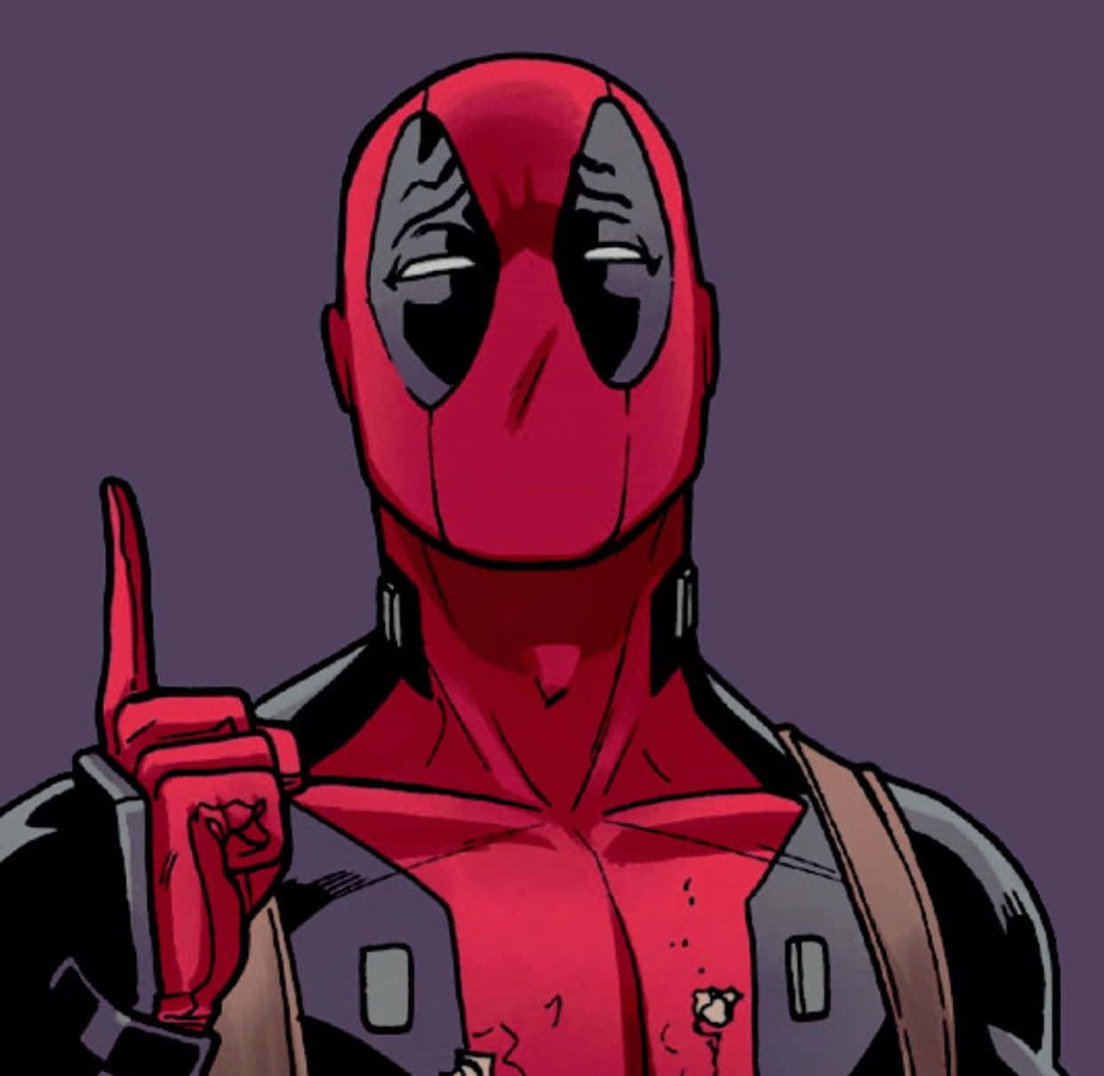Deadpool, red and black suit, purple background, SD Desktop Wallpaper