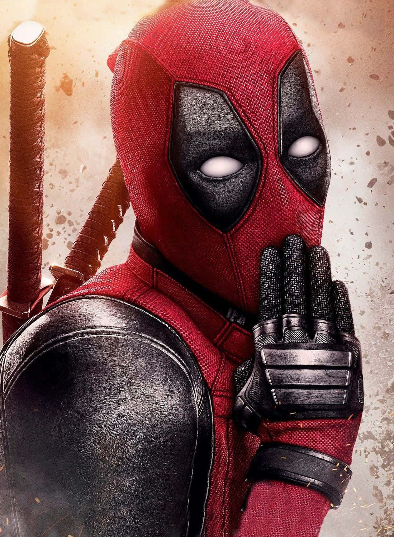 Deadpool, red and black suit, two swords, HD Phone Wallpaper