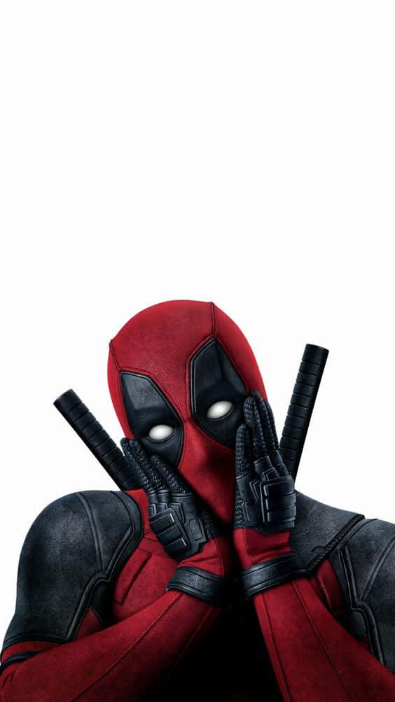 Deadpool, red and black suit, katanas, SD Phone Wallpaper