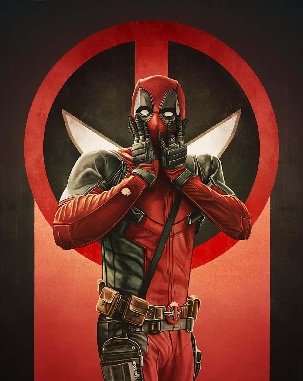 Deadpool, red and black suit, gloved hands, SD Phone Wallpaper