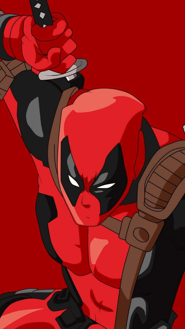 Deadpool, red and black suit, sword, HD Phone Wallpaper