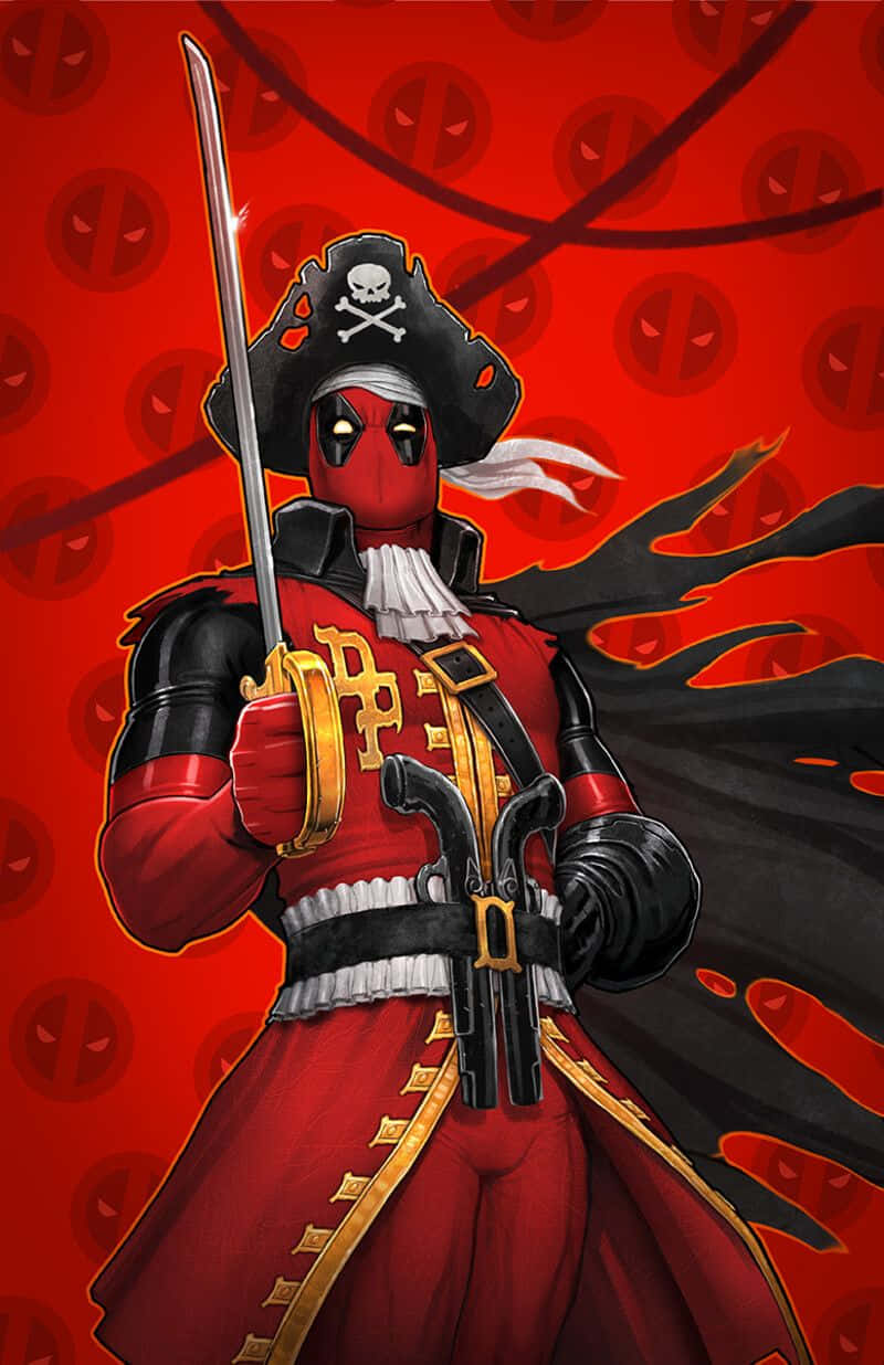 Deadpool, pirate costume, sword, SD Phone Wallpaper