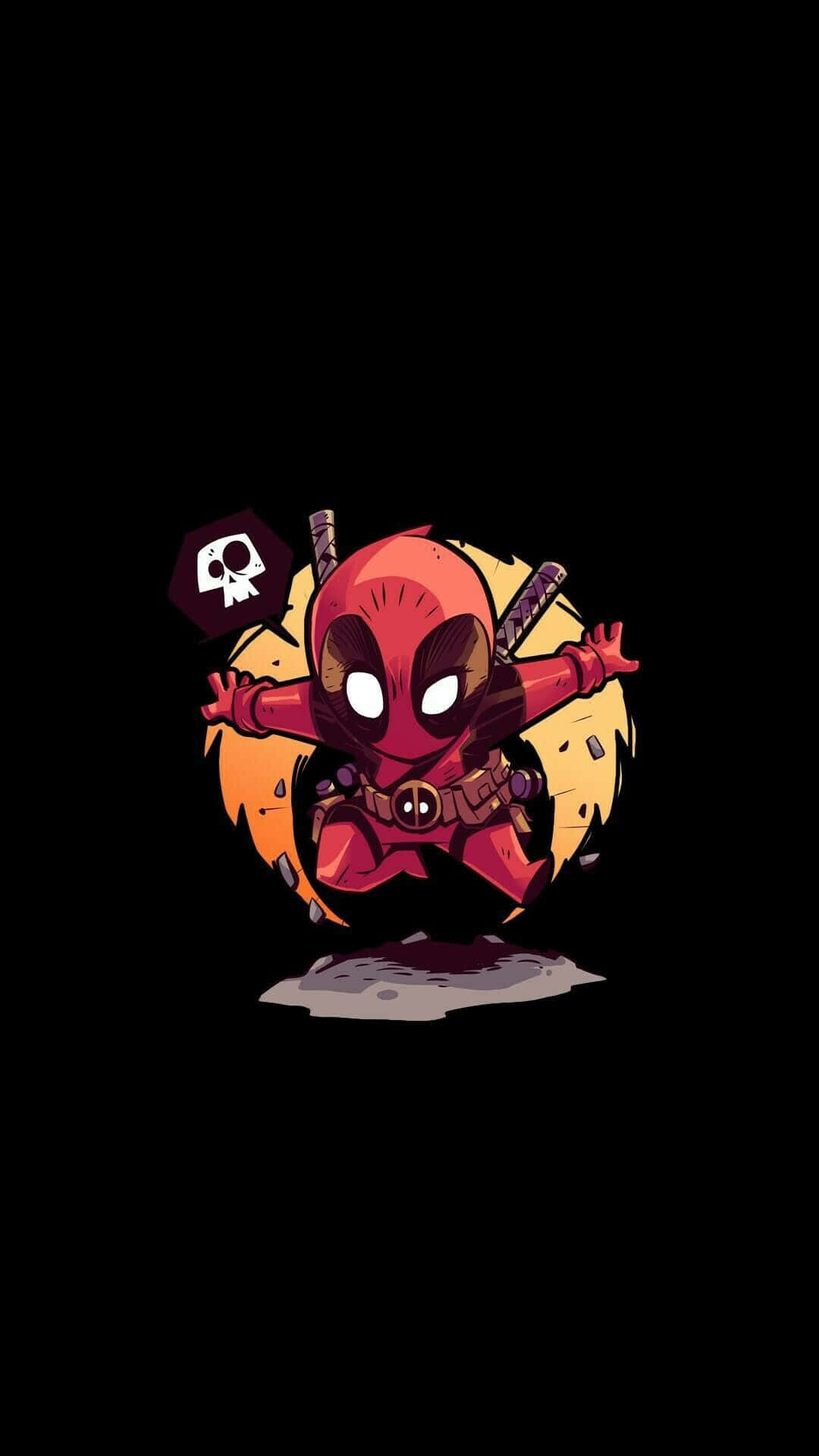 Deadpool, red suit, swords, Full HD Phone Wallpaper