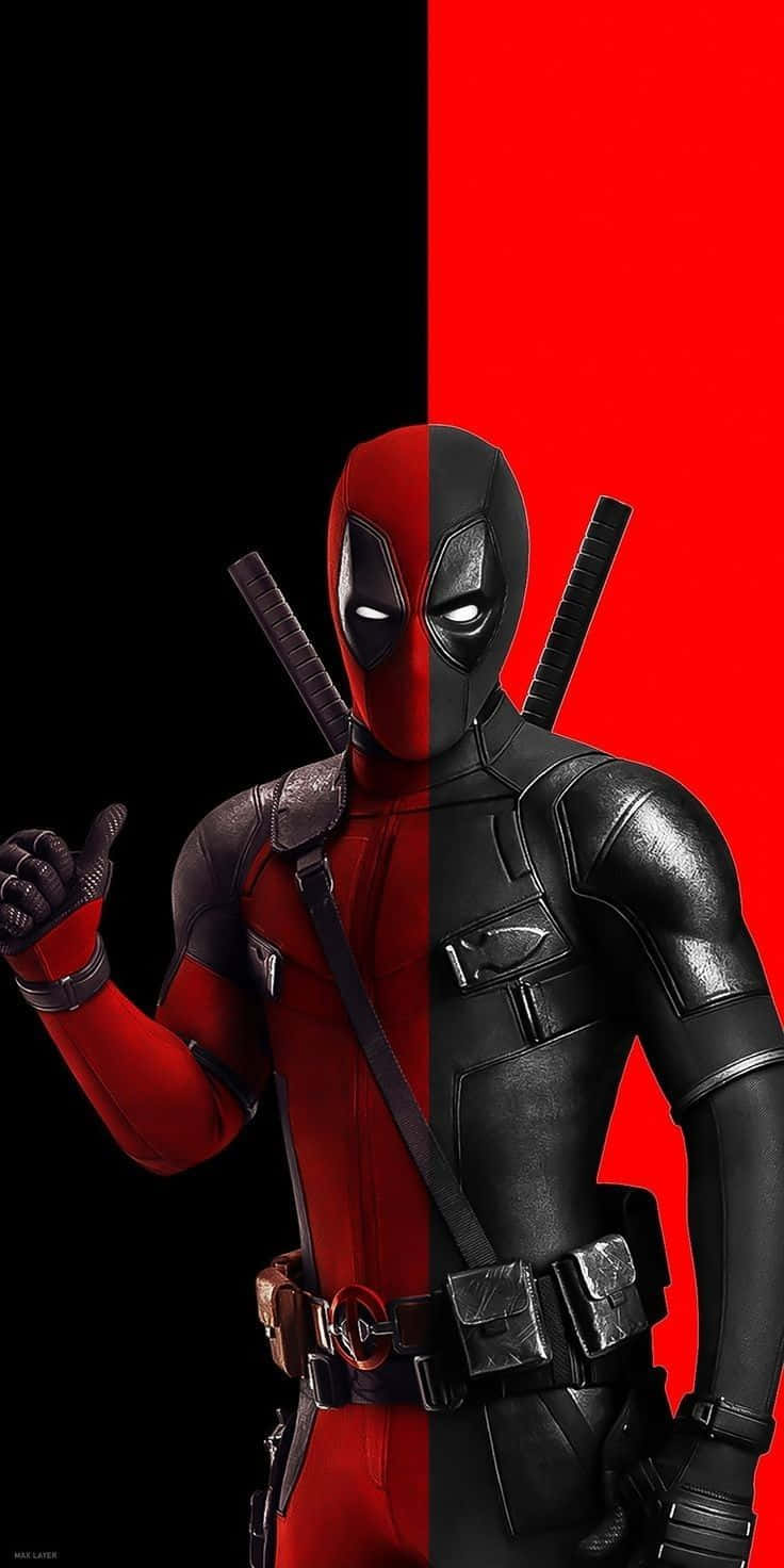 Deadpool, red half, black half, HD Phone Wallpaper