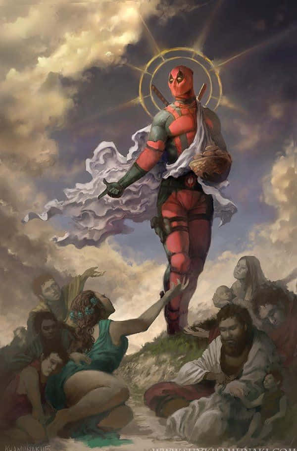 Deadpool, storm clouds, haloed, SD Phone Wallpaper