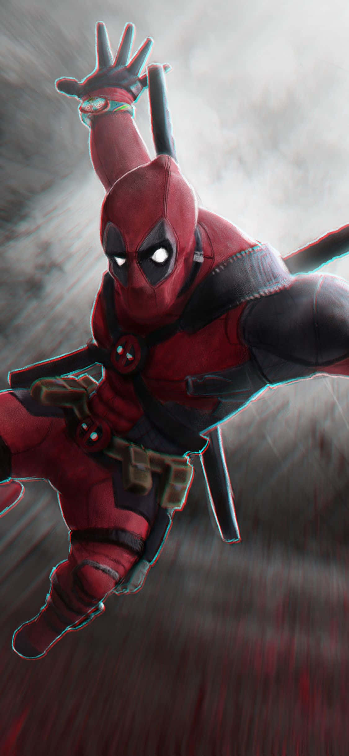 Deadpool, iPhone, red and black suit, Full HD Phone Wallpaper