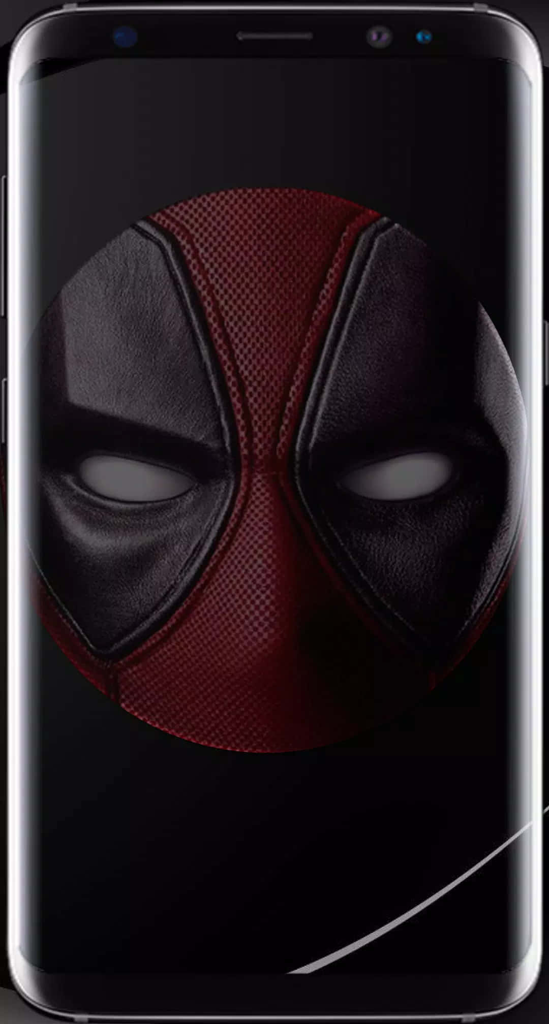 Deadpool, red and black mask, smartphone screen, Full HD Phone Wallpaper