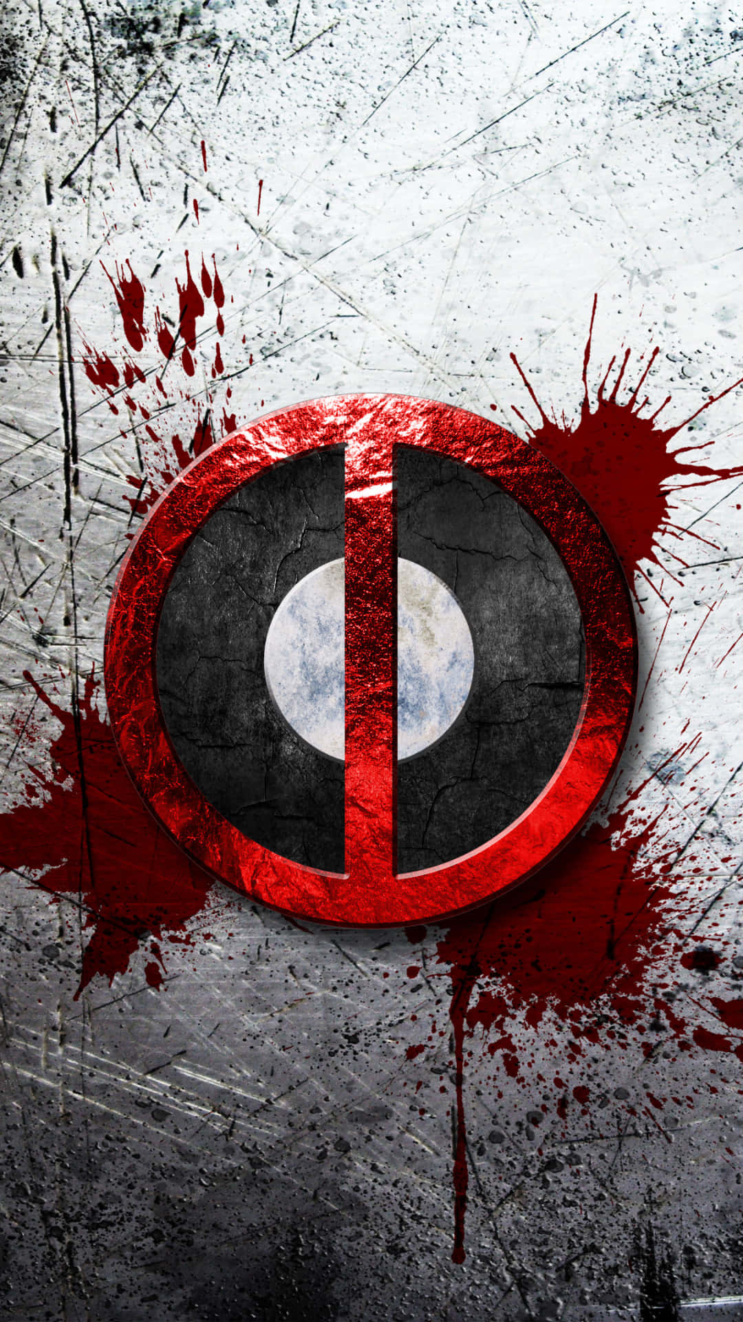 Deadpool, iPhone, red and black circular logo, Full HD Phone Wallpaper